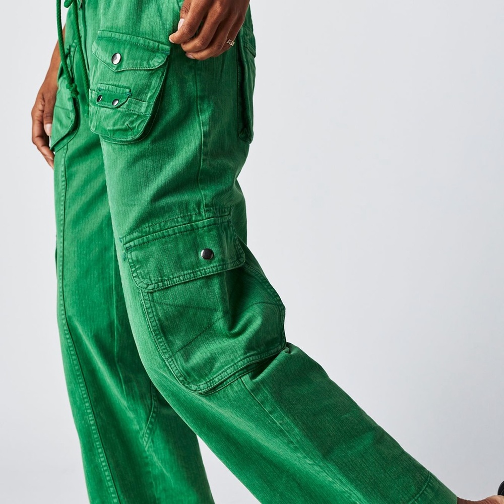 Free People Vibrant Green Cargo Jeans